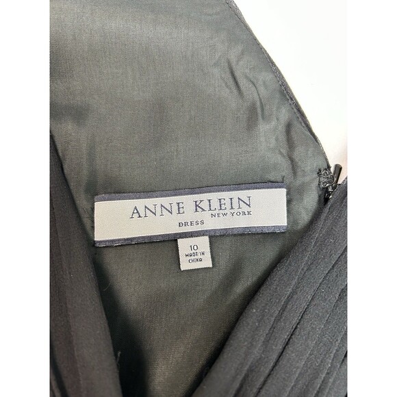 Anne Klein 100% Silk Black Women's Size 10 Sleeveless Dress Sparkle Straps Party - Picture 9 of 16